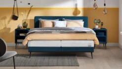 Boxspring Viggo Vlak Met Silver Pocket Deluxe Foam Matras -Beter Bed Boxspring Viggo vlak met Silver Pocket Deluxe Foam matras oakland blauw 2